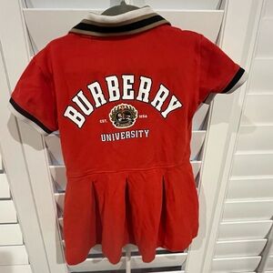 Burberry Girls Red Cotton Varsity University Polo Dress 2T